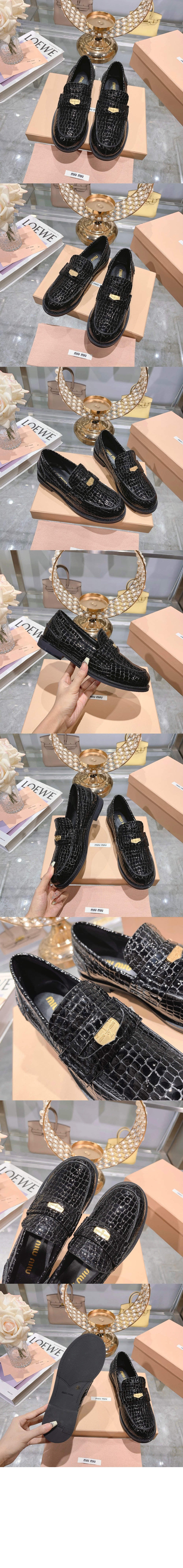 크로커다일 프린트 가죽 로퍼 5D273E > Loafers and lace-ups - 로퍼 및 레이스업