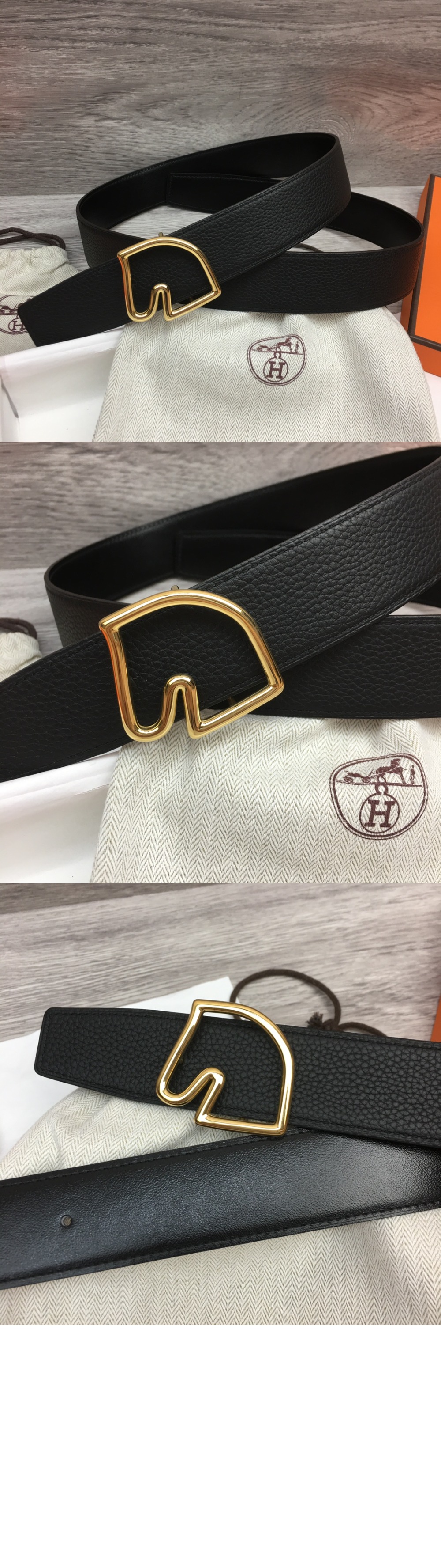 테이트 드 쉐발 양면 가죽 벨트 > 에르메스