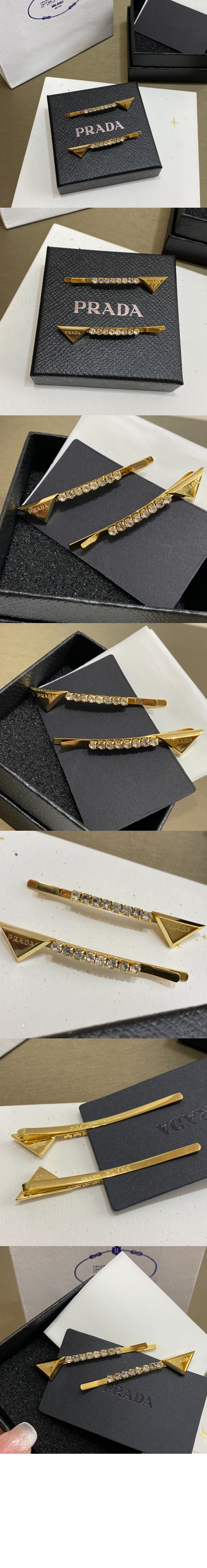 장식이 있는 브라스 헤어 클립 1IF098 > 프라다