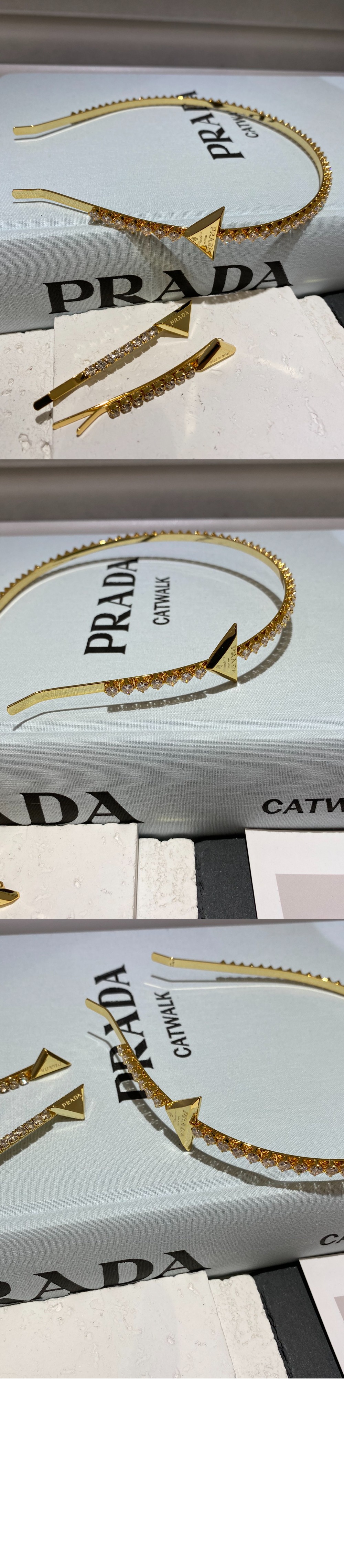 장식이 있는 브라스 헤어밴드 1IH048 > 프라다