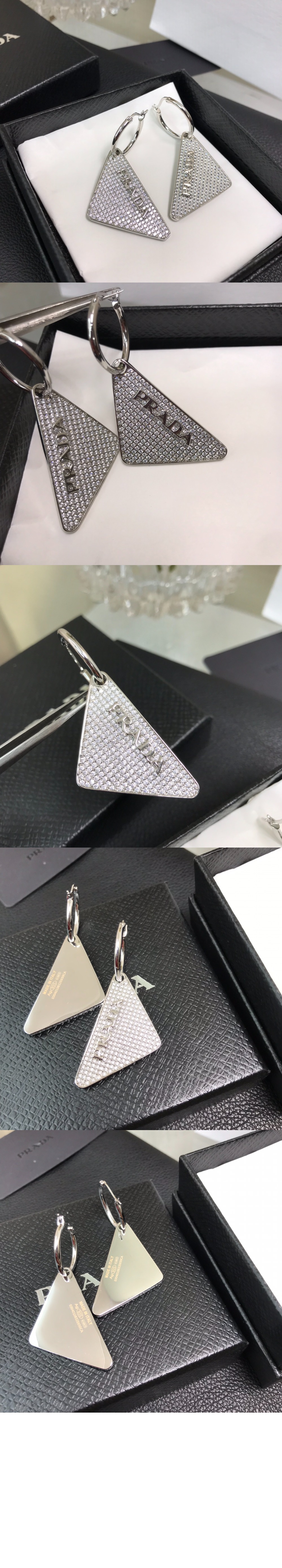 크리스털 로고 큐빅 귀걸이 1JO766 > 프라다