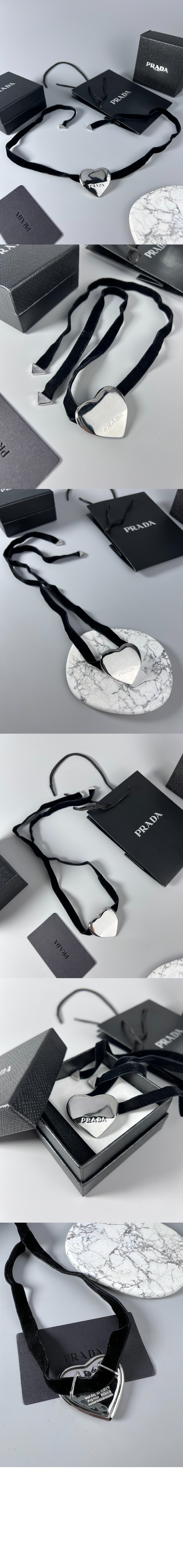 라운드 골드 대형 펜던트 장식 초커 1JCA29 > 프라다