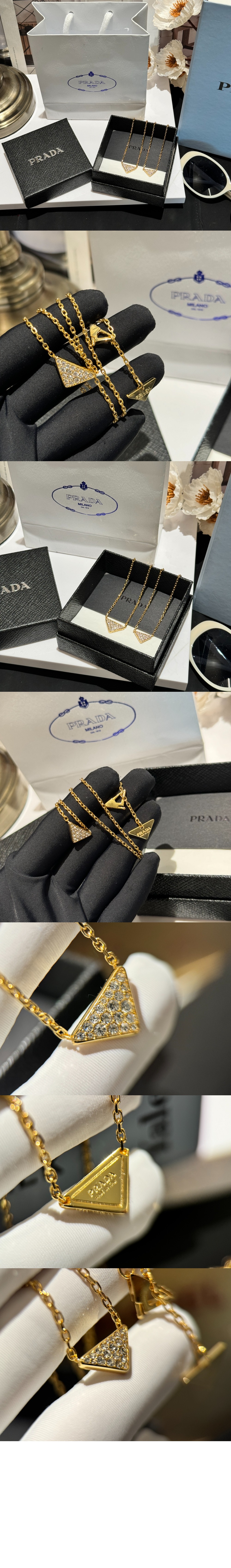 골드 미니 트라이앵글 목걸이 1JCA38 > 프라다