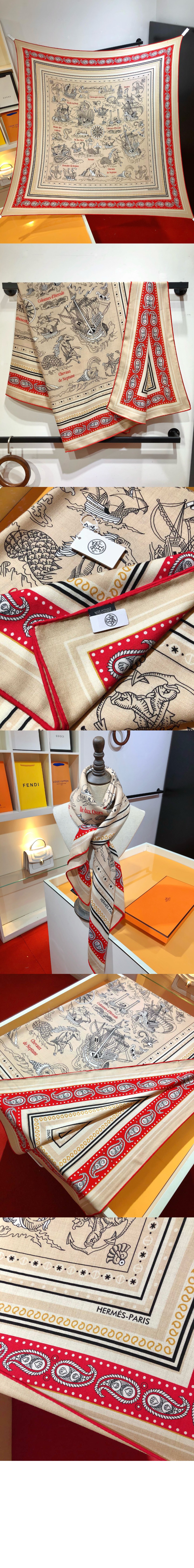 Tatouages Marins Bandana 숄 140 > 에르메스