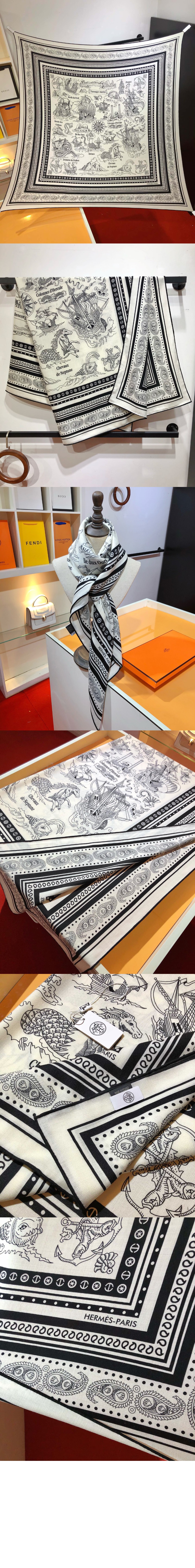 Tatouages Marins Bandana 숄 140 > 에르메스