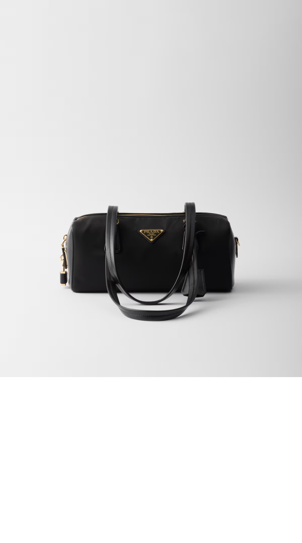 자물쇠가 있는 미디엄 리나일론 및 가죽 탑 핸들백 1BB127 > Re-Nylon - 리나일론