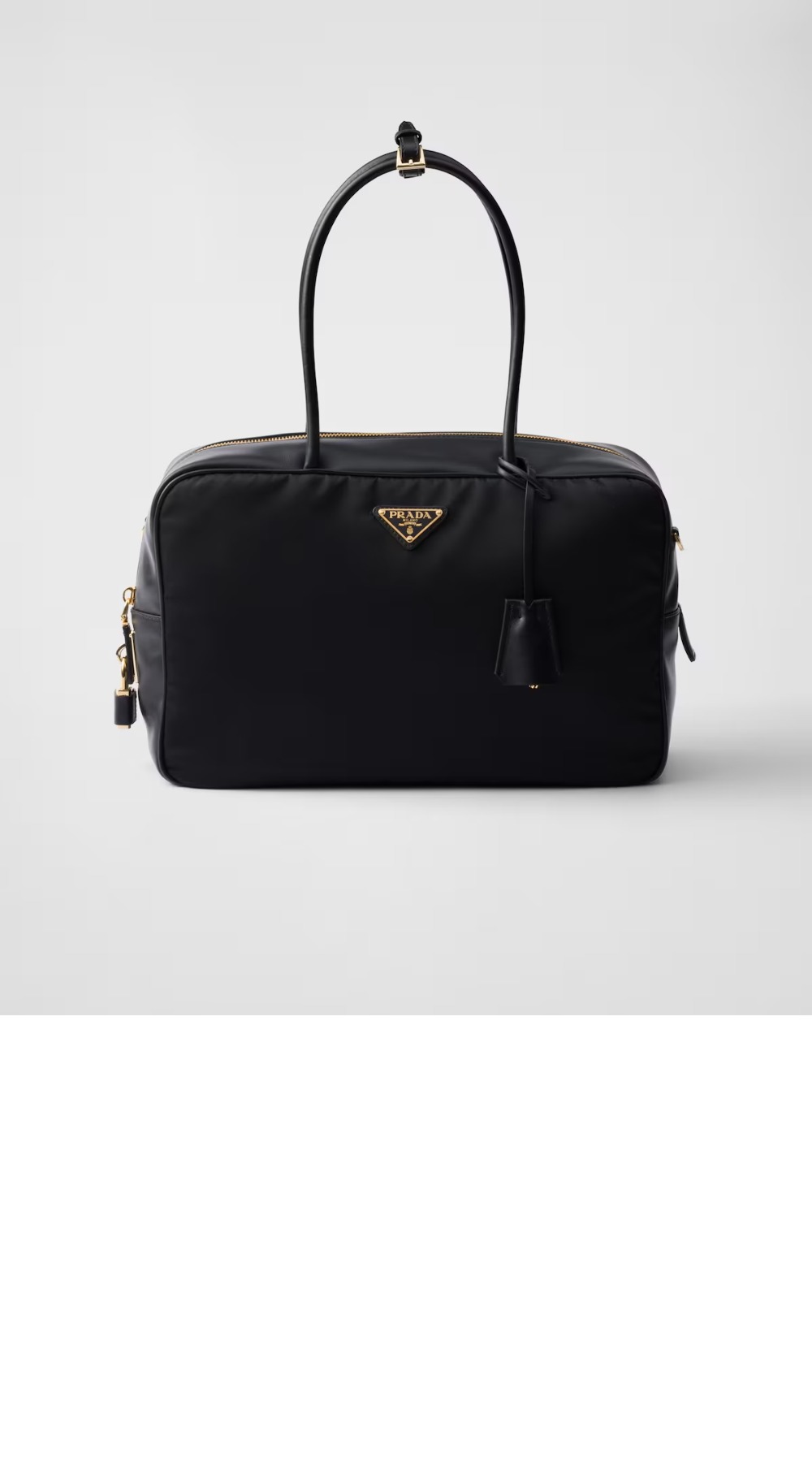 자물쇠가 있는 라지 리나일론 및 가죽 탑 핸들백 1BB131 > Re-Edition - 리에디션