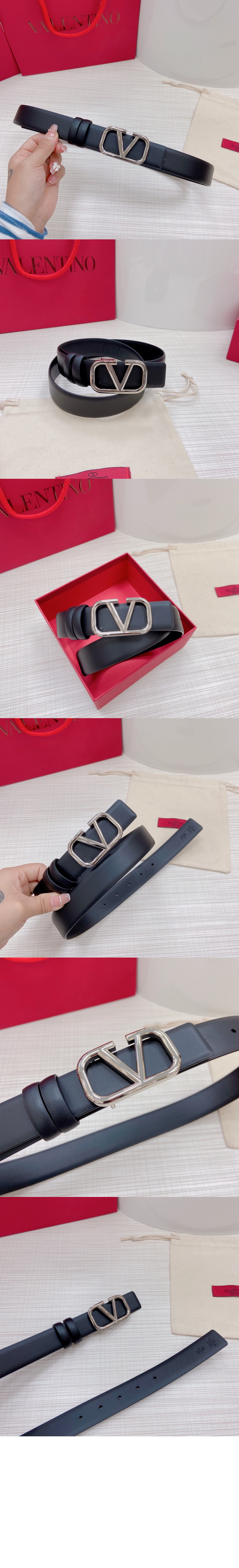 브이로고 시그니처 유광 송아지 가죽 > 발렌티노