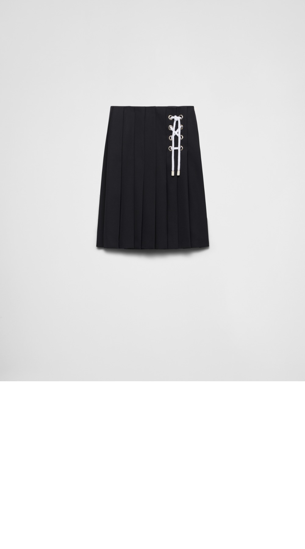 플리츠 개버딘 미디스커트 > 프라다