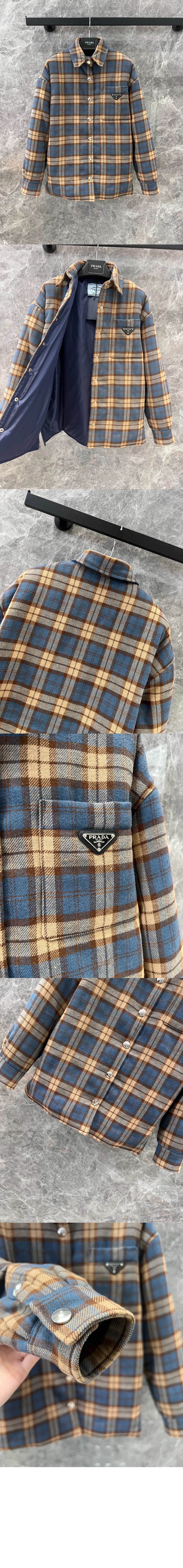 체크 울 트윌 럼버잭 재킷 > 프라다