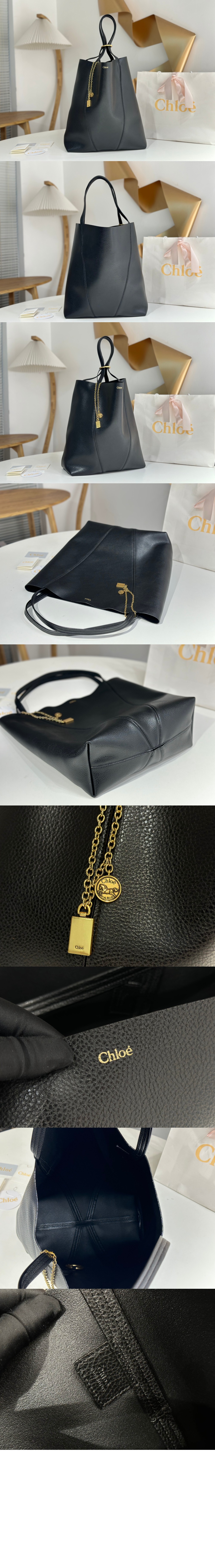 그레인드 가죽 라지 Chloé Spin 토트백 SS810 > SPIN Tote Bag - SPIN 토트백