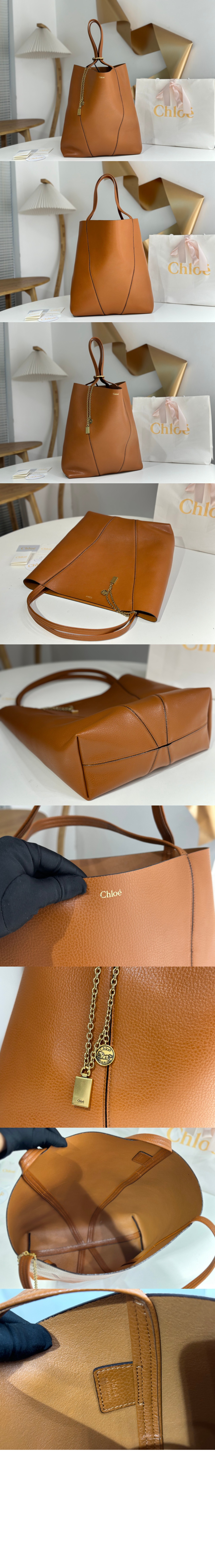 그레인드 가죽 라지 Chloé Spin 토트백 SS810 > SPIN Tote Bag - SPIN 토트백