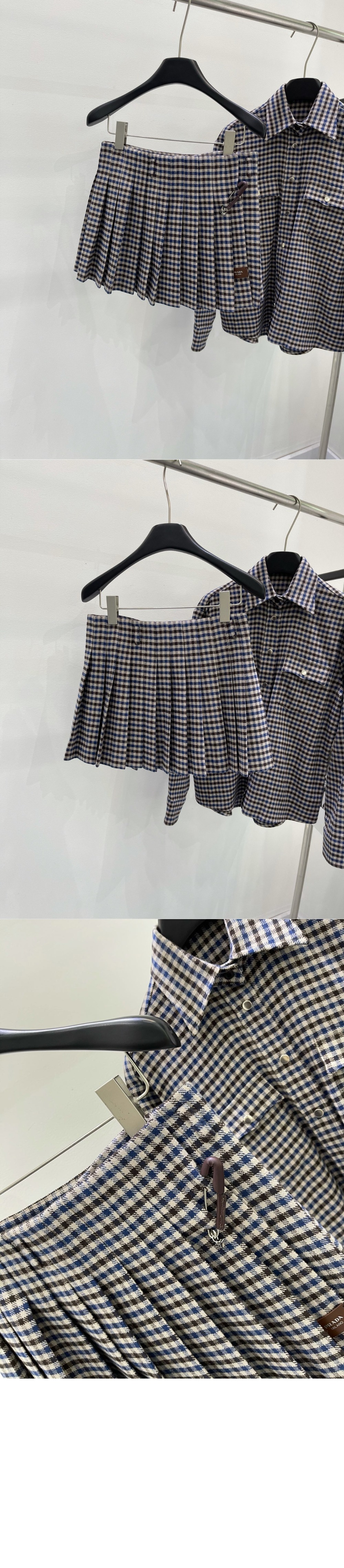 체크 울 미니스커트 > 프라다