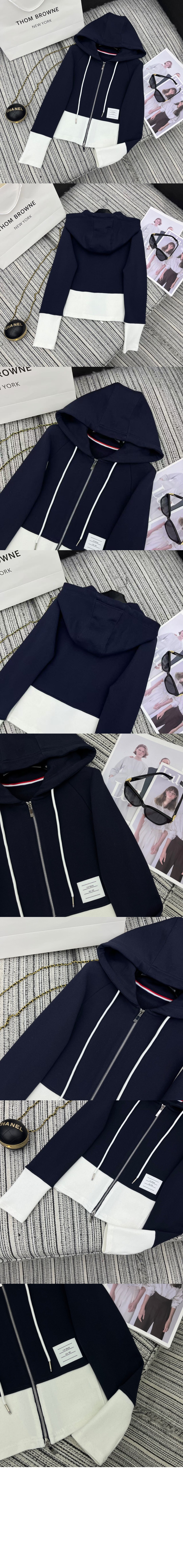 톰 로고 패치 지퍼 후드 티셔츠 > 톰브라운