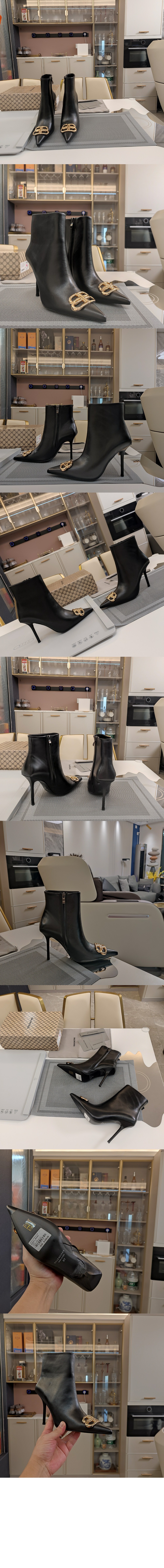 Knife BB 로고 장식 레더 앵클 부츠힐 764445 > Knife - 나이프