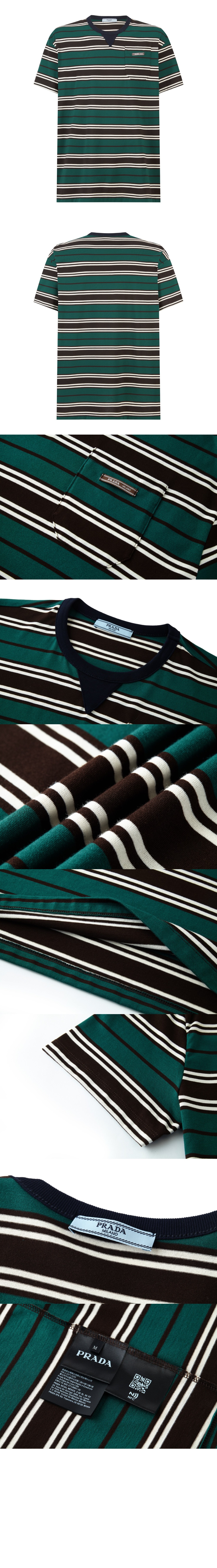 스트라이프 라일 코튼 티셔츠 > 프라다