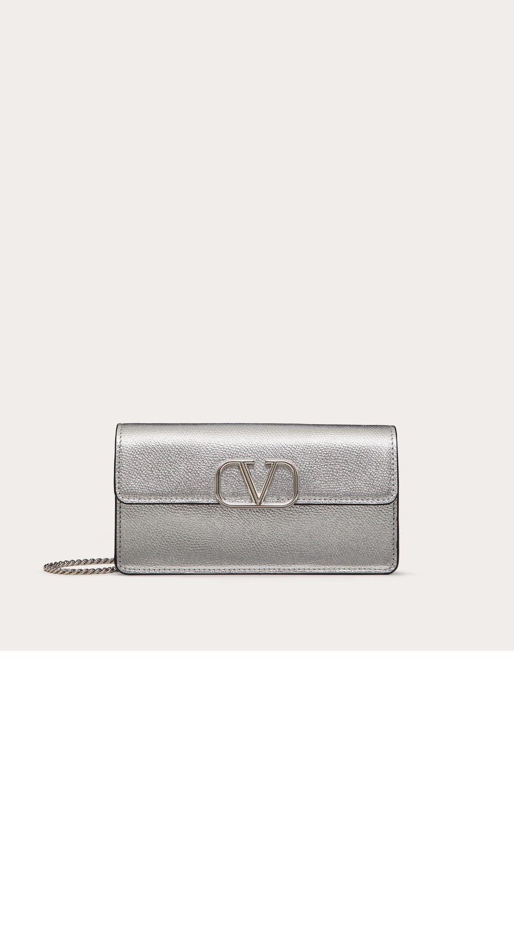 VLogo 시그니처 메탈릭 그레인 카프스킨 체인 지갑 > VLogo Signature - 브이로고 시그니처