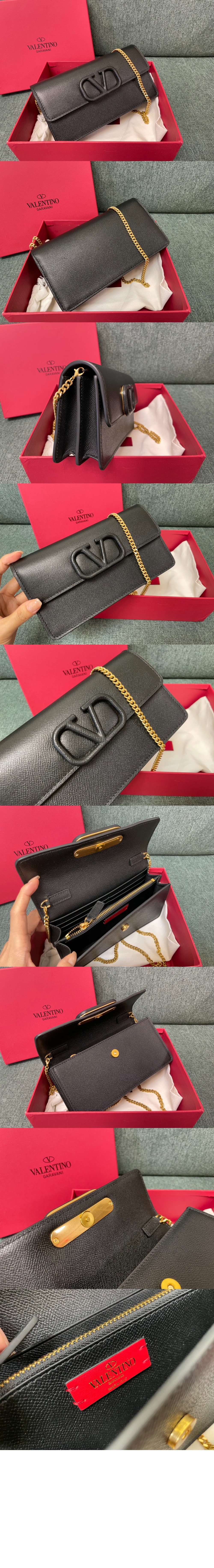 VLogo 시그니처 메탈릭 그레인 카프스킨 체인 지갑 > VLogo Signature - 브이로고 시그니처