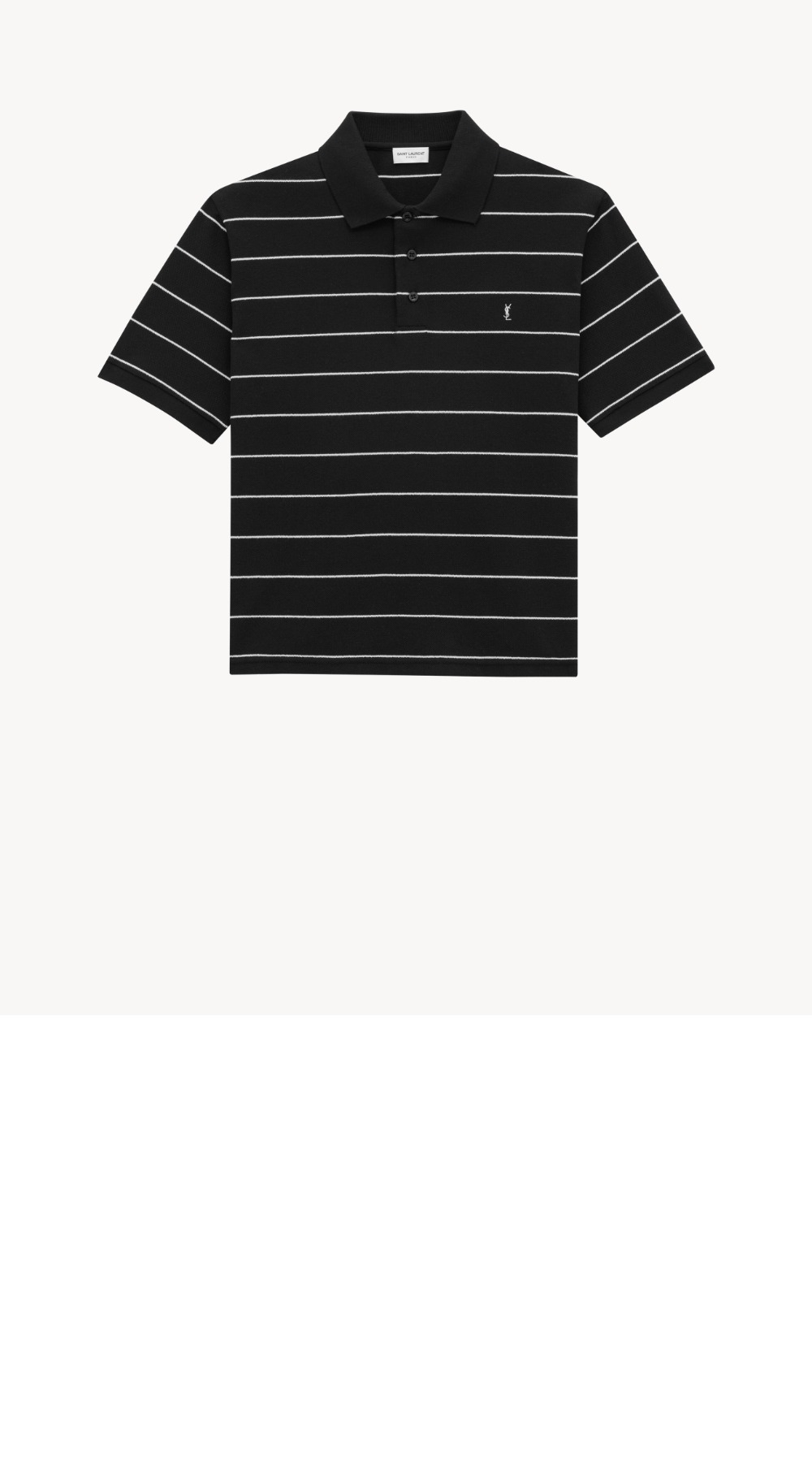 스트라이프 피케 소재의 폴로 셔츠 > 생로랑