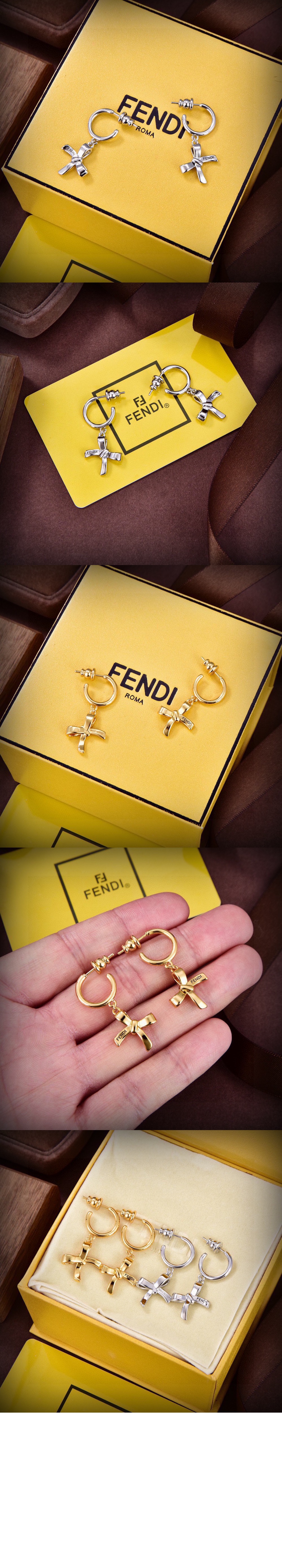 리본 모양 펜던트 이어링 8AK111 > 펜디