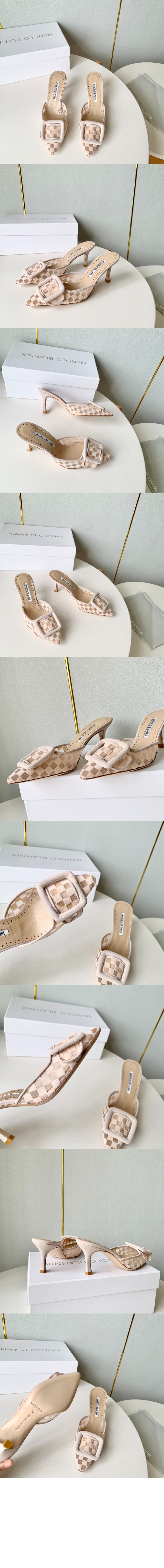 체크무늬 메시 뮬 > Pumps - 펌프스