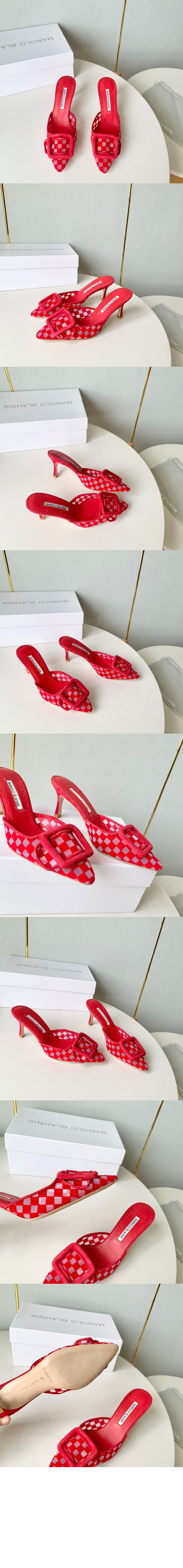 체크무늬 메시 뮬 > Pumps - 펌프스