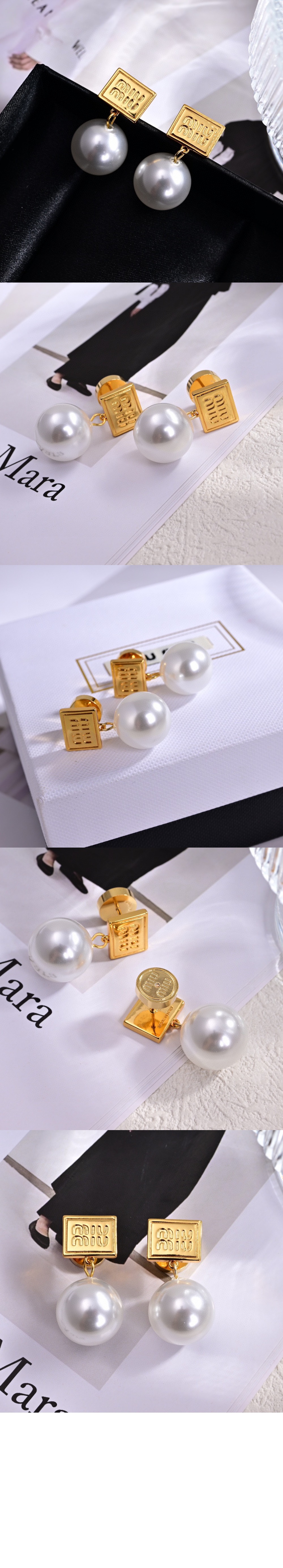 메탈 및 인조 진주 이어링 5IO132 > 미우미우