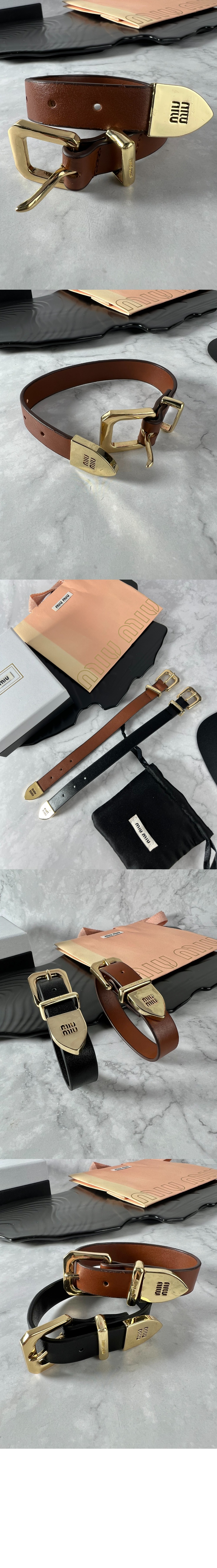 버클 장식 가죽 팔찌 5IB654 > 미우미우