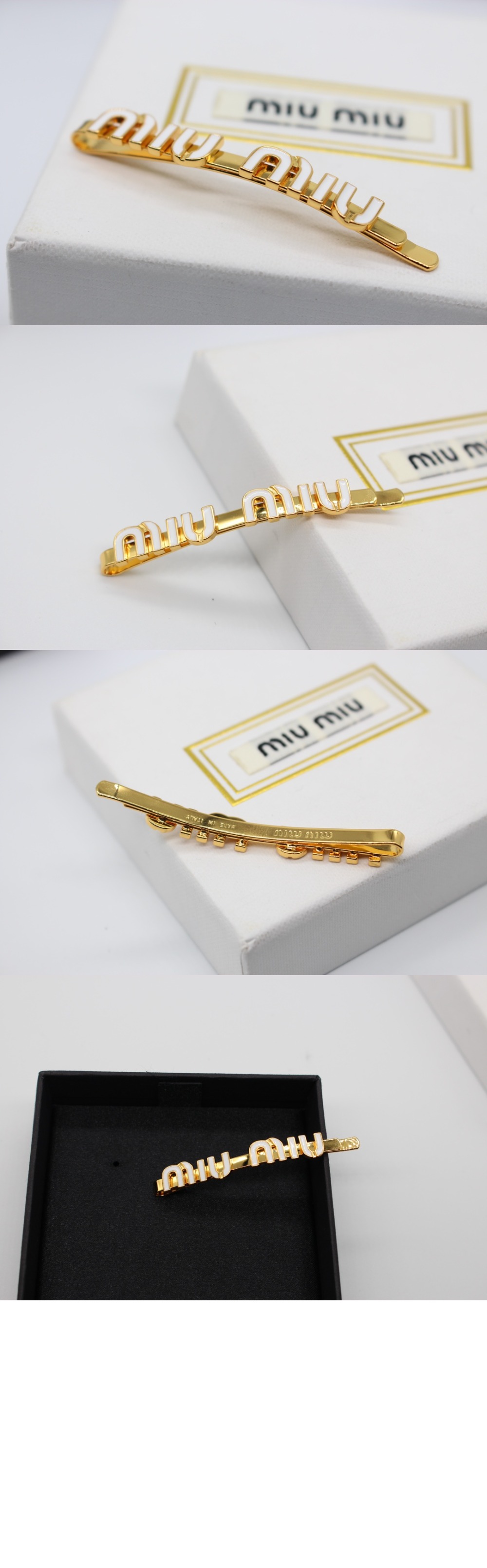 에나멜 메탈 헤어 클립 5IF146 > 미우미우