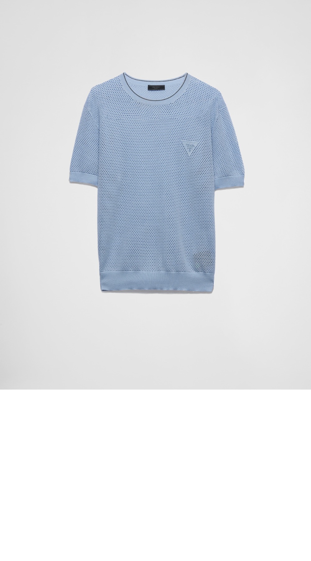 쇼트 슬리브 실크 및 코튼 스웨터 > 프라다