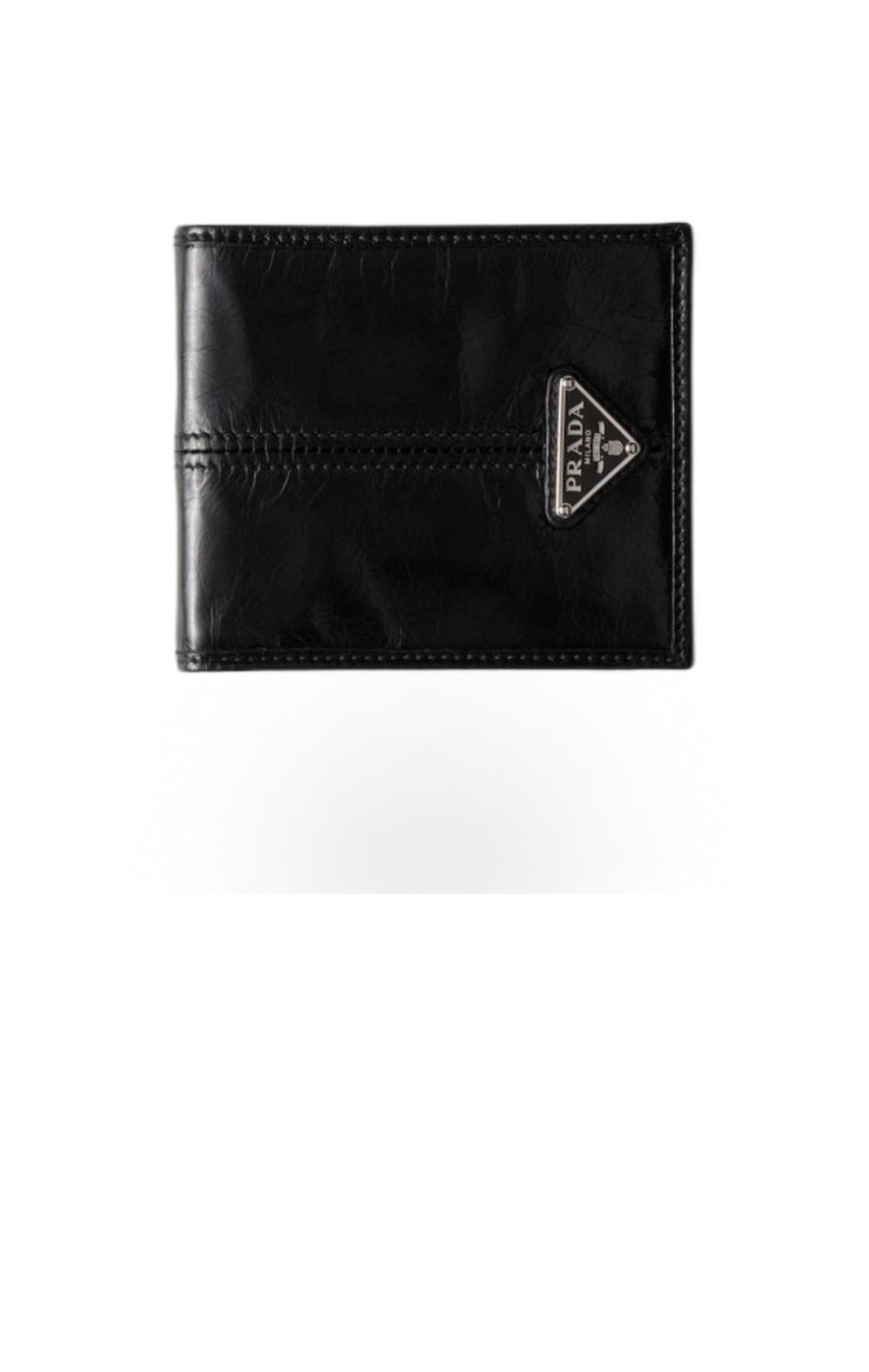 삼각 메탈 로고 플랩 가죽 지갑 2M0513 > Half Wallet - 반지갑