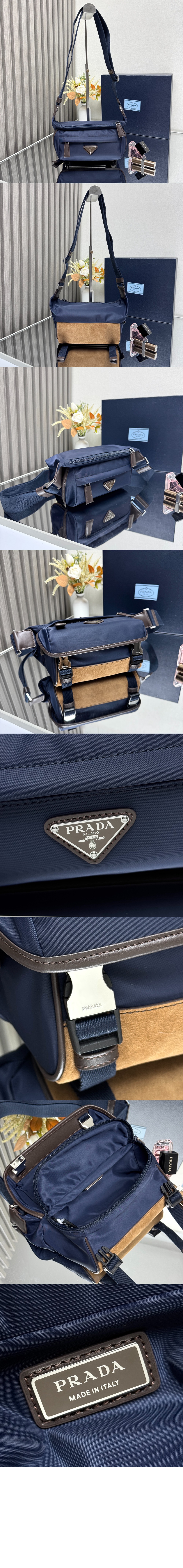 스몰 리나일론 및 가죽 숄더백 2VH171 > Re-Nylon - 레나일론