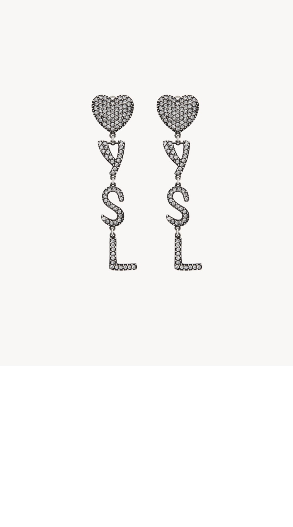 메탈 및 크리스탈 소재의 Opyum 하트 이어링 584228 > 생로랑