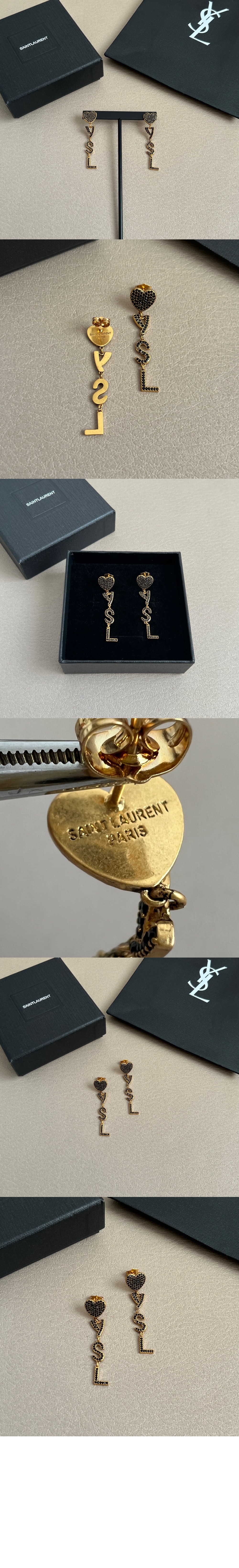 메탈 및 크리스탈 소재의 Opyum 하트 이어링 584228 > 생로랑