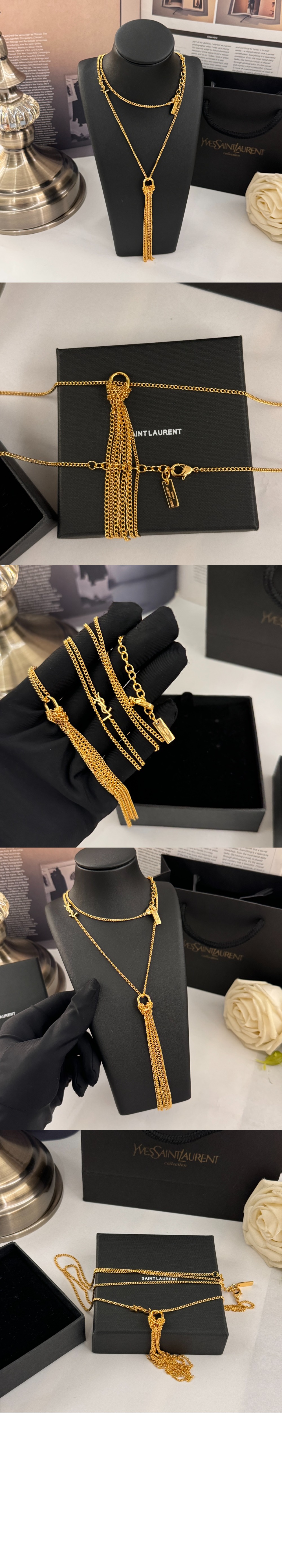 메탈 소재의 CASSANDRE 태슬 네크리스  803193 > 생로랑