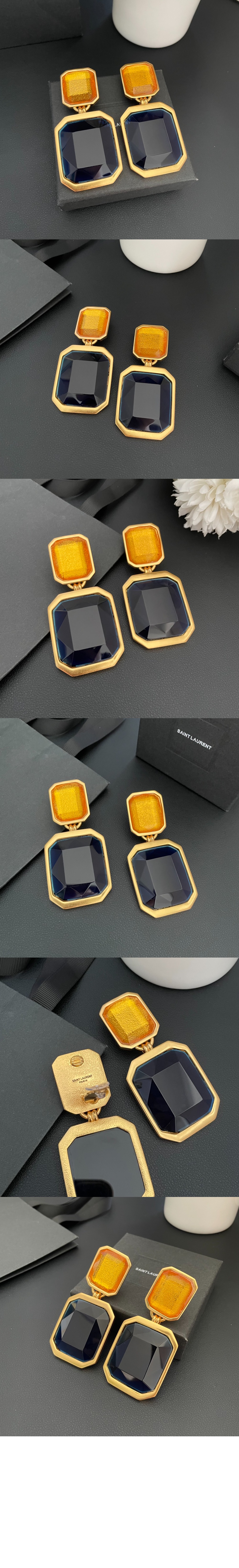 앤티크 오버 글라스 크리스털 스퀘어 이어링  695093 > 생로랑