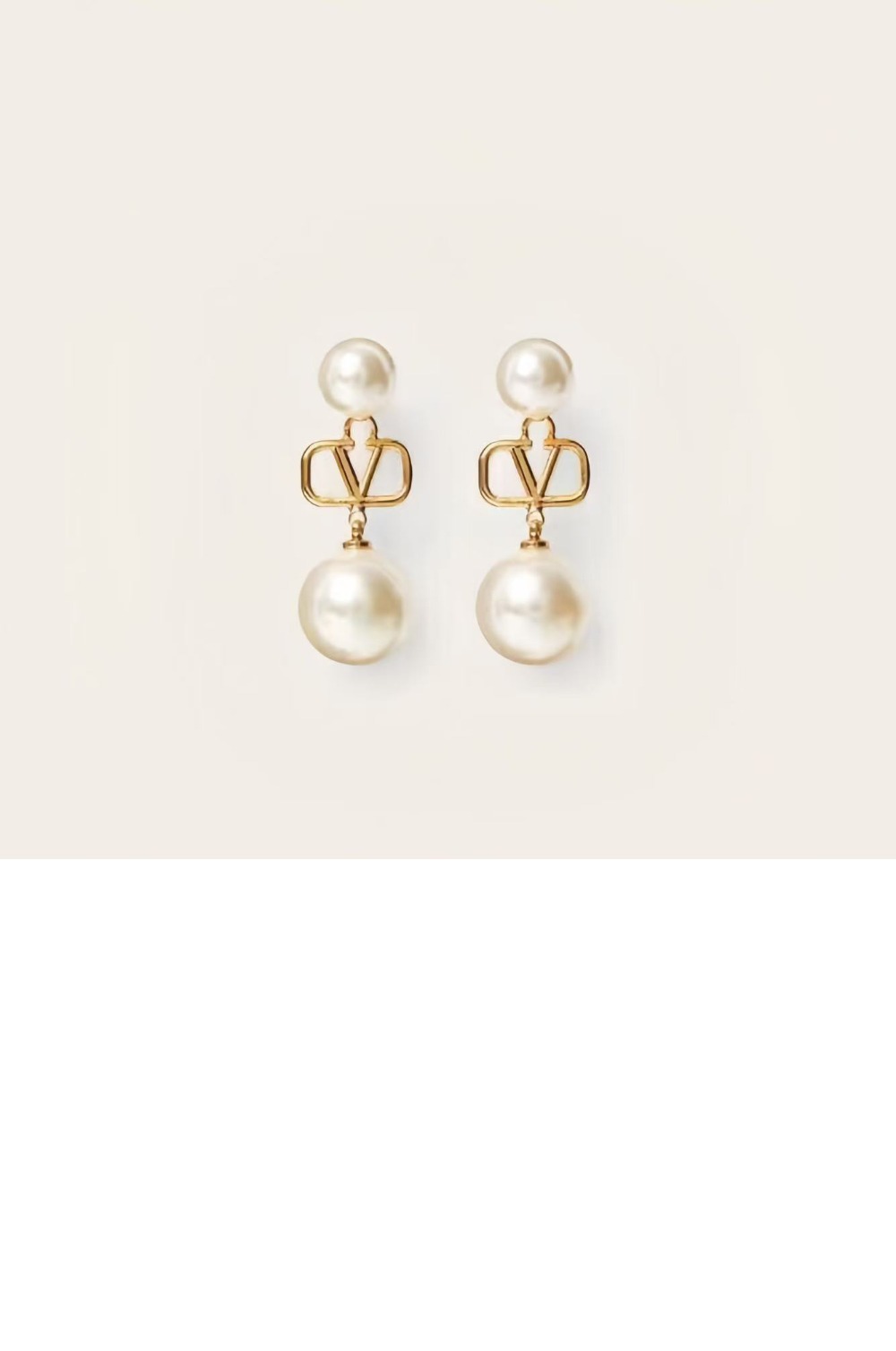크리스털 장식 브이로고 시그니처 이어링 > 발렌티노