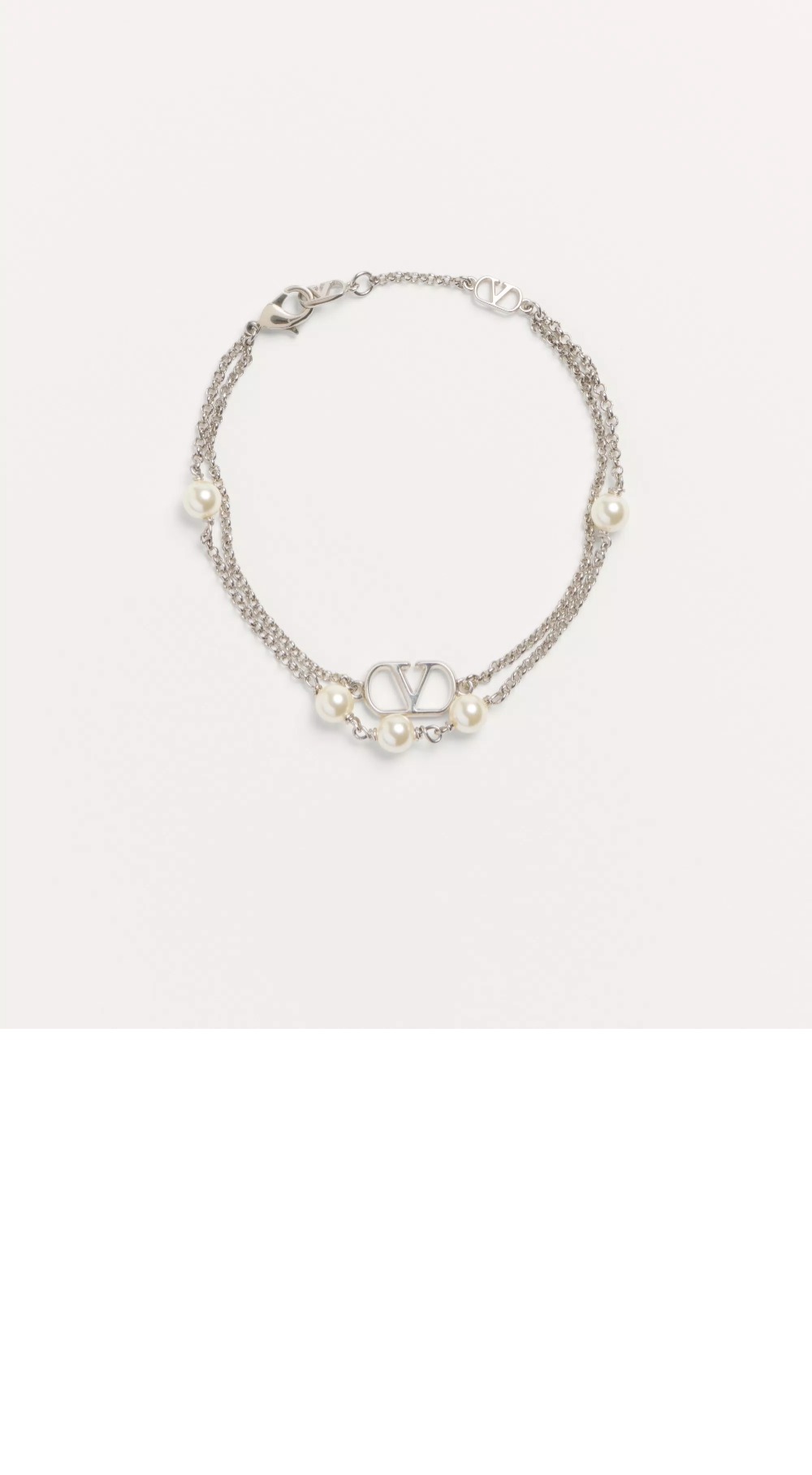 펄 장식 브이로고 시그니처 메탈 브레이슬릿 > 발렌티노
