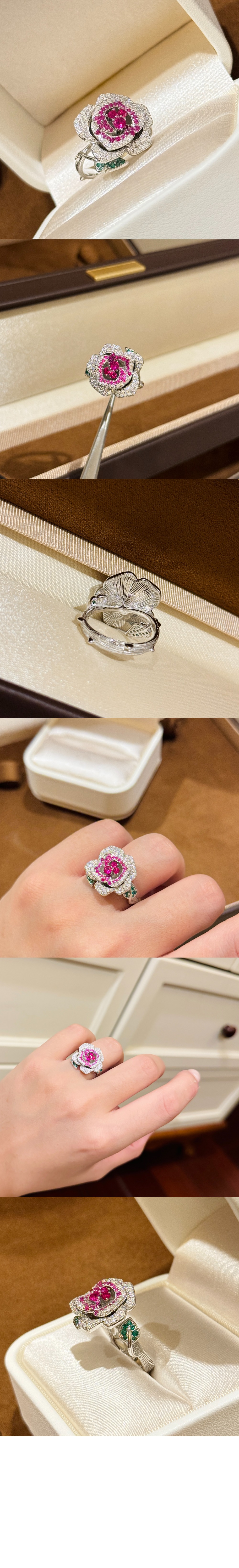 Rose Dior Bagatelle 꽃 모양 반지 JBAG9 > 디올