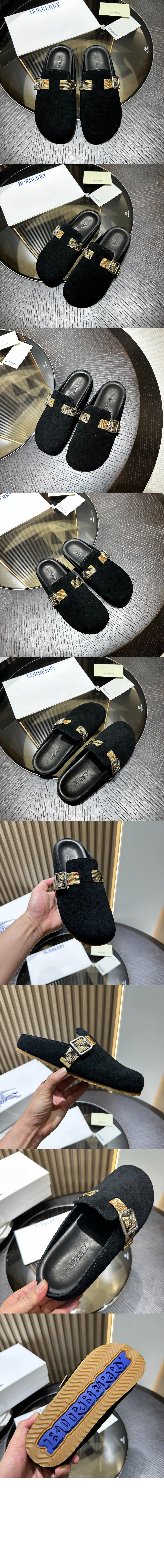 체크 스웨이드 어친 클로그 81133941 > Sandal Slippers - 샌들 슬리퍼