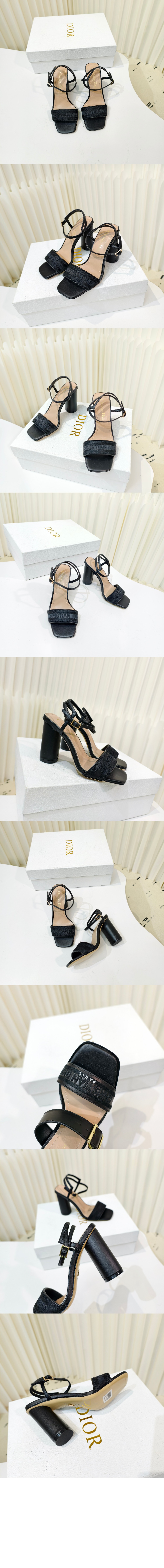 양가죽 자수 새틴 힐 샌들 KCQ89 > Dway - 뮬 힐