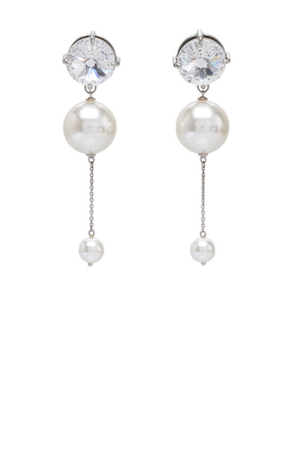 실버 메탈 크리스탈 이어링 5IO058 > 미우미우