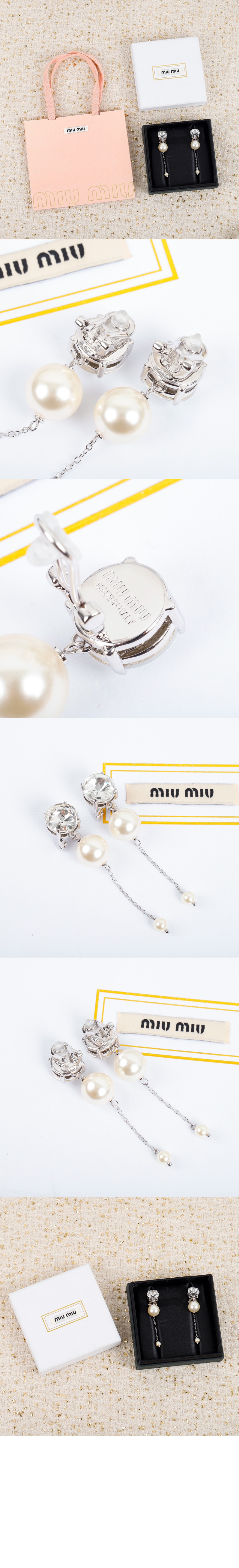 실버 메탈 크리스탈 이어링 5IO058 > 미우미우