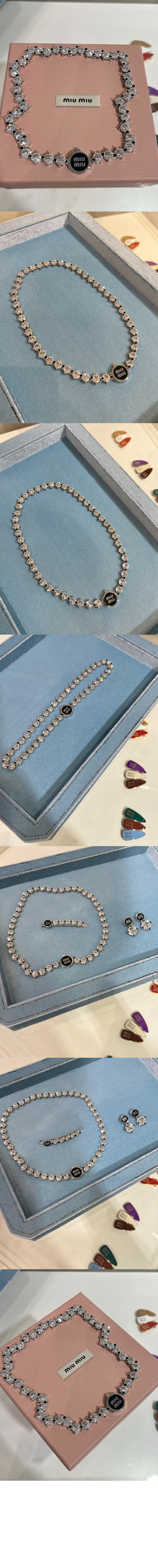 크리스털 장식 메탈 목걸이 5IC173 > 미우미우