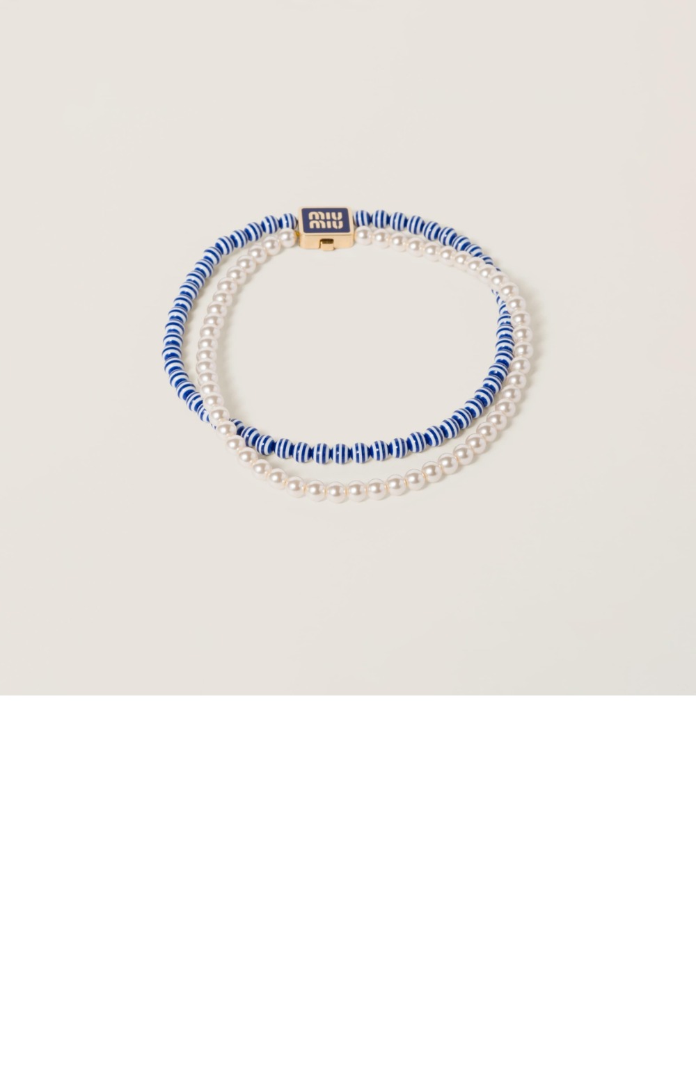 스트라이프 볼 진주 이중 목걸이 5IC102 > 미우미우