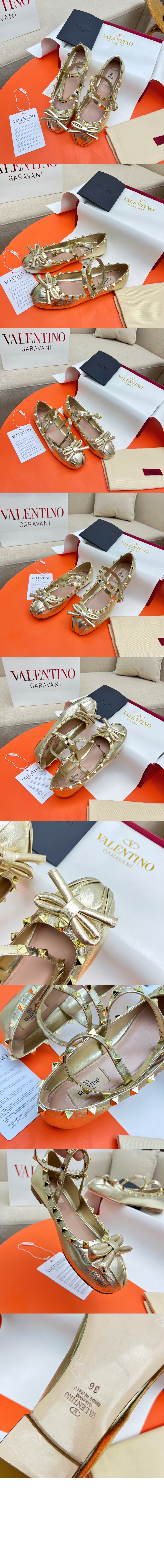 락스터드 라미네이트 나파 가죽 발레리나 4W2S0H > Rockstud - 락스터드