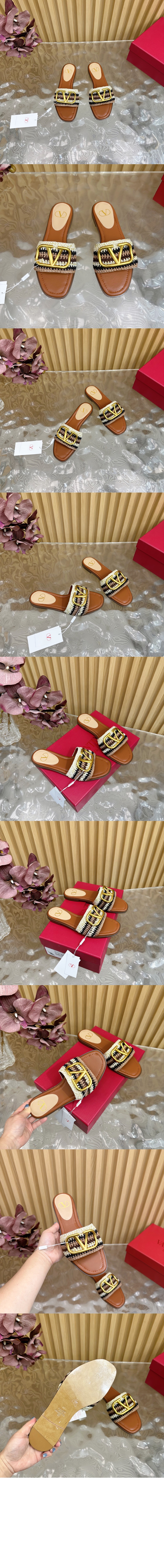 브이로고 시그니처 크로셰 자수 슬라이드 샌들 6W2S0B > Vlogo - 브이로고