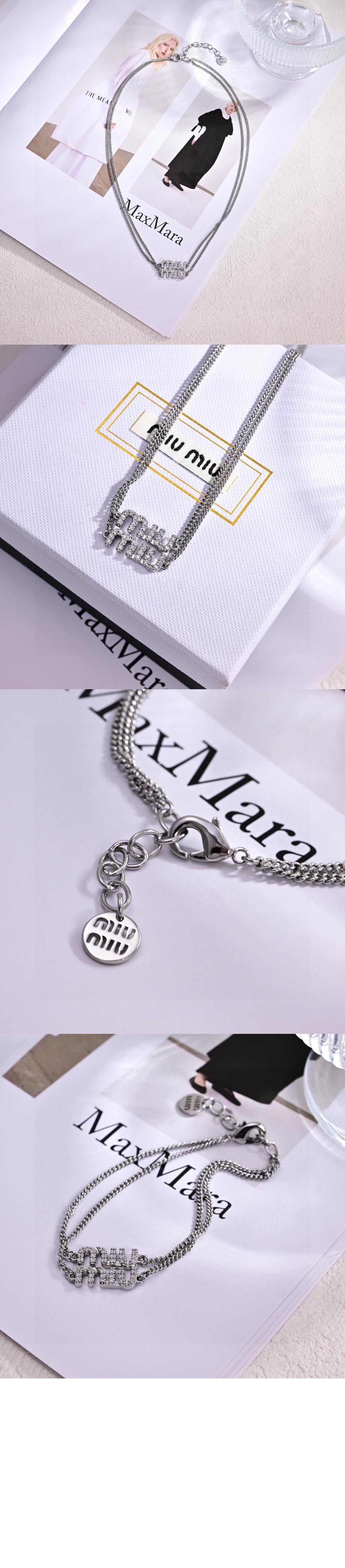 크리스털 장식 메탈 목걸이 5IC126 > 미우미우