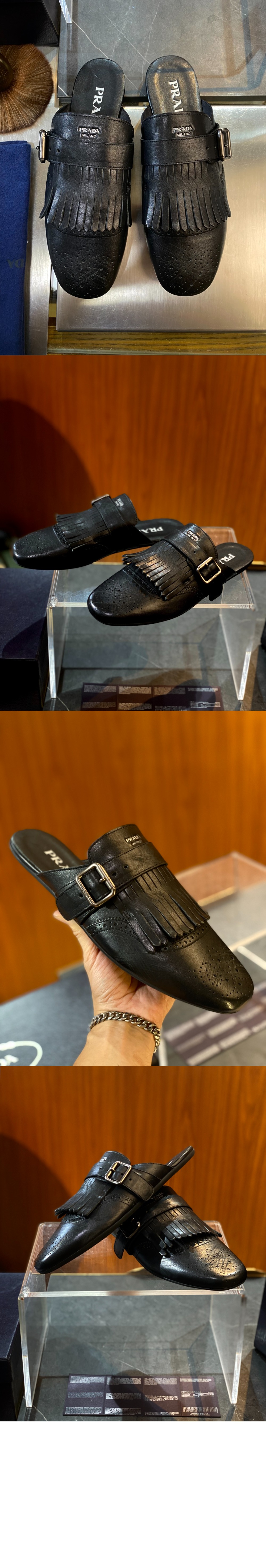 버클 스트랩과 프린지가 있는 앤티크 가죽 뮬 2S2993 > Etc - 기타제품