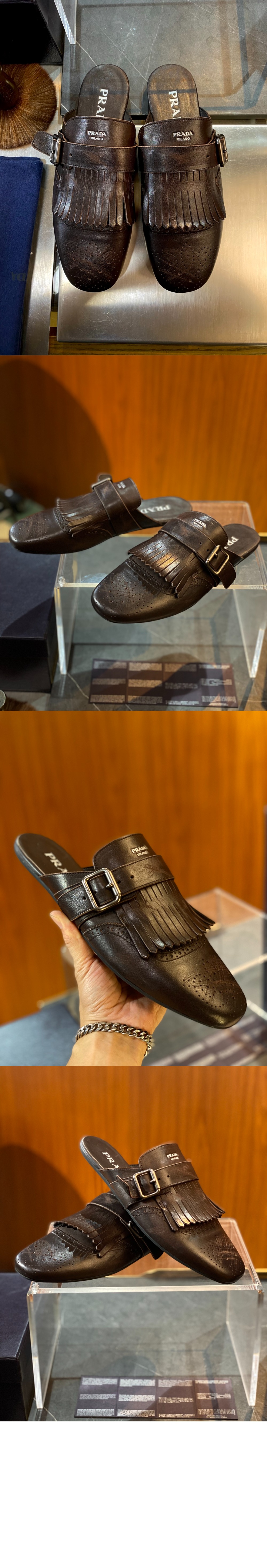 버클 스트랩과 프린지가 있는 앤티크 가죽 뮬 2S2993 > Etc - 기타제품